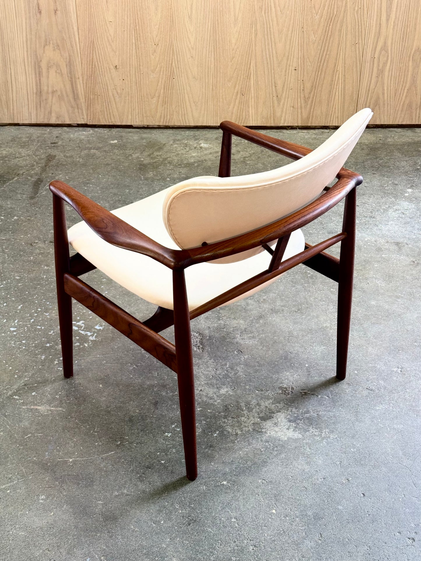 1950s NV48 Dining Chair by Finn Juhl for Niels Vodder in teak and Sorensen vegetal leather