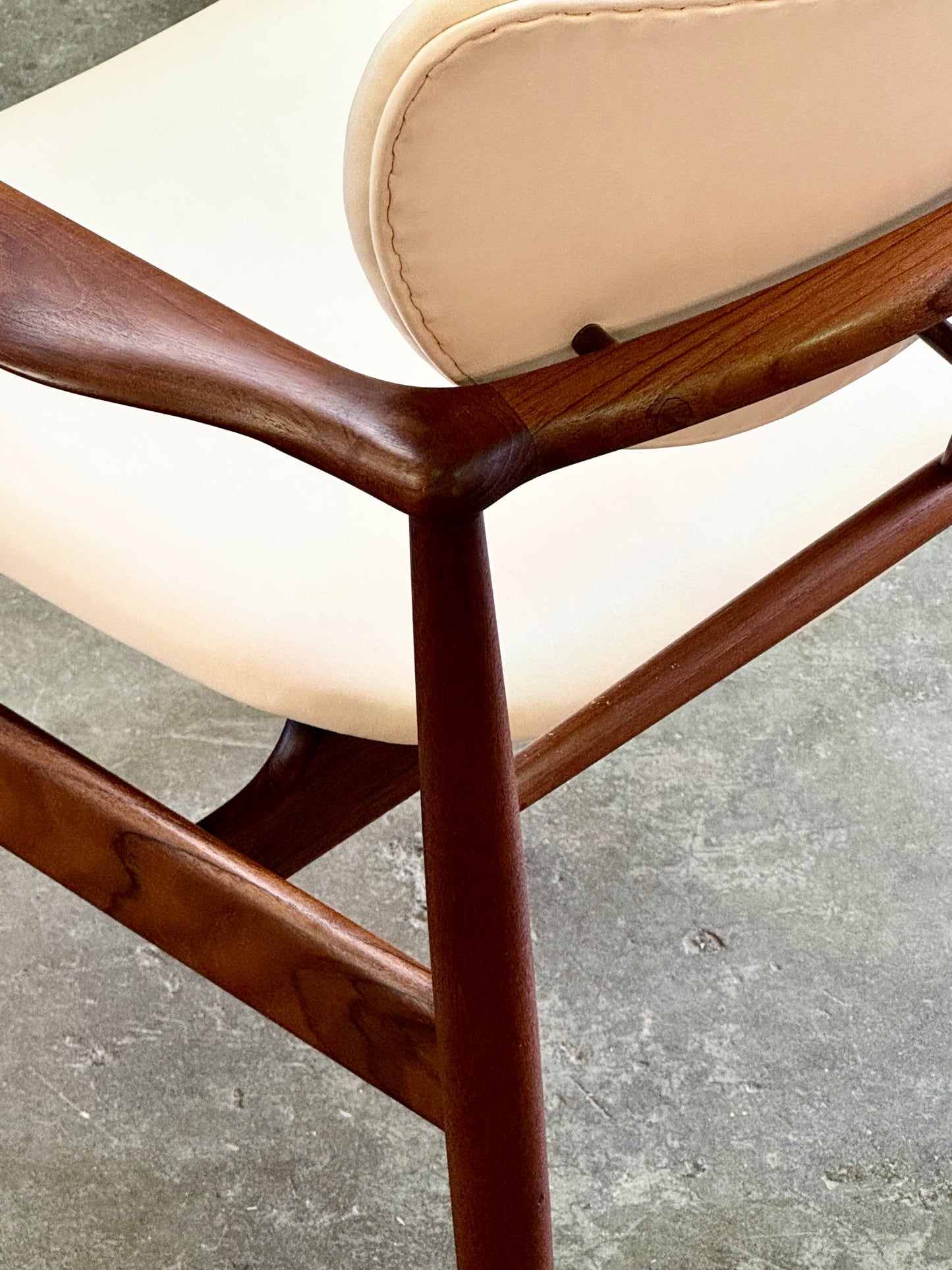1950s NV48 Dining Chair by Finn Juhl for Niels Vodder in teak and Sorensen vegetal leather