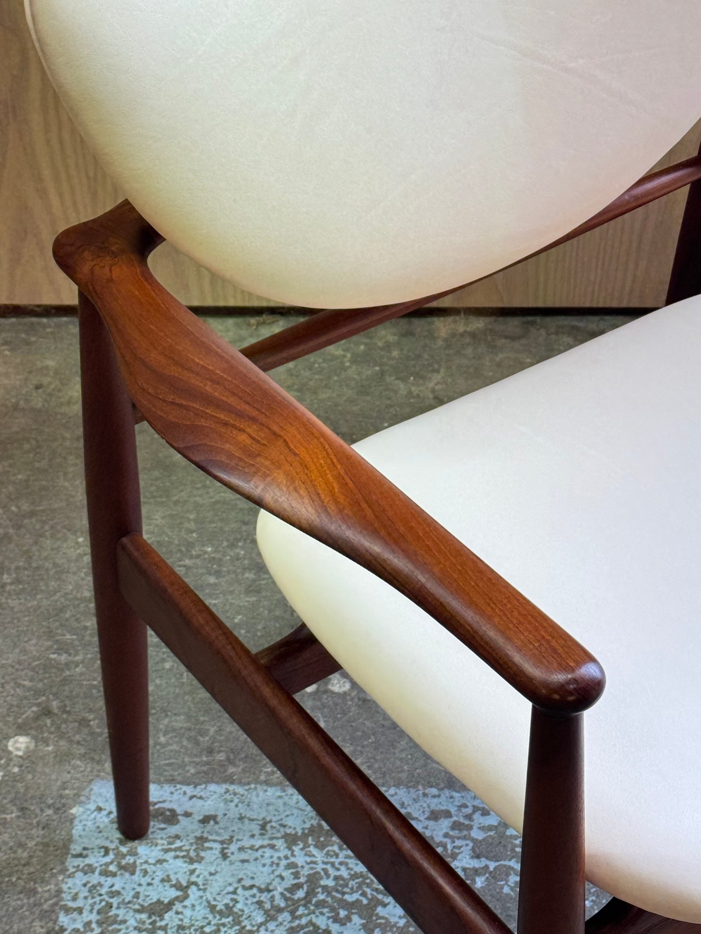 1950s NV48 Dining Chair by Finn Juhl for Niels Vodder in teak and Sorensen vegetal leather