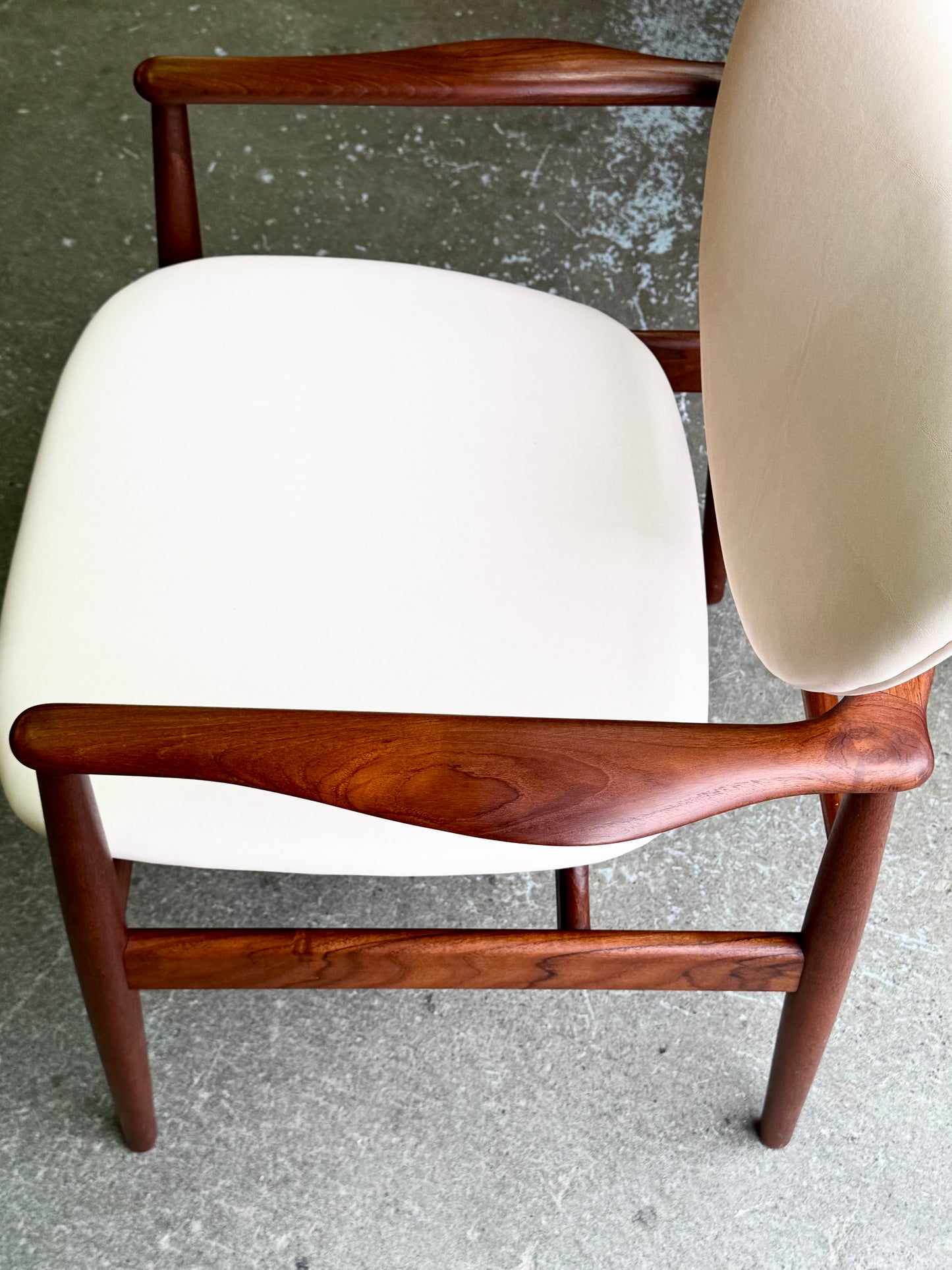 1950s NV48 Dining Chair by Finn Juhl for Niels Vodder in teak and Sorensen vegetal leather