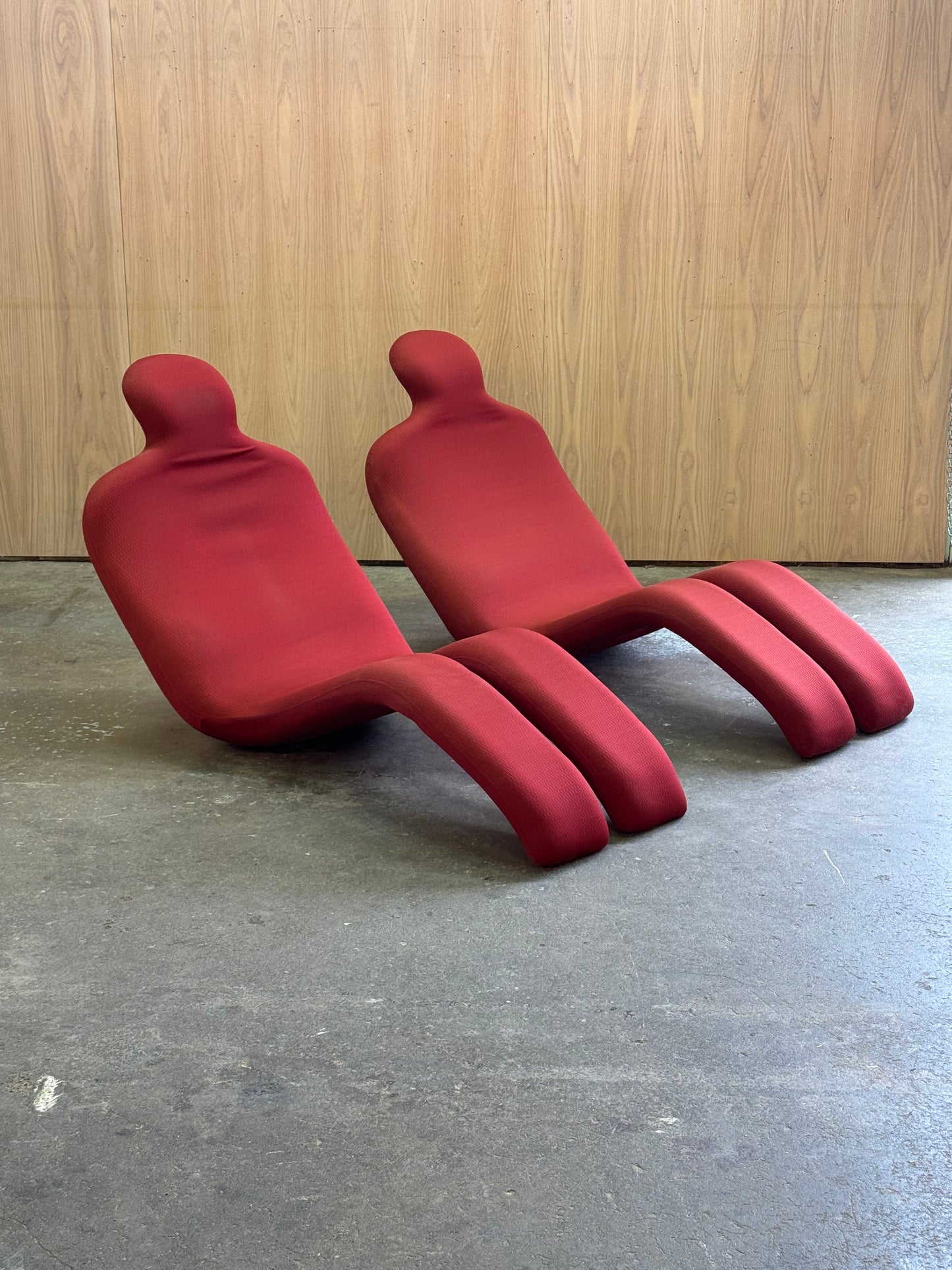 1970s Bouloum Chair by to Olivier Mourgue in red upholstery