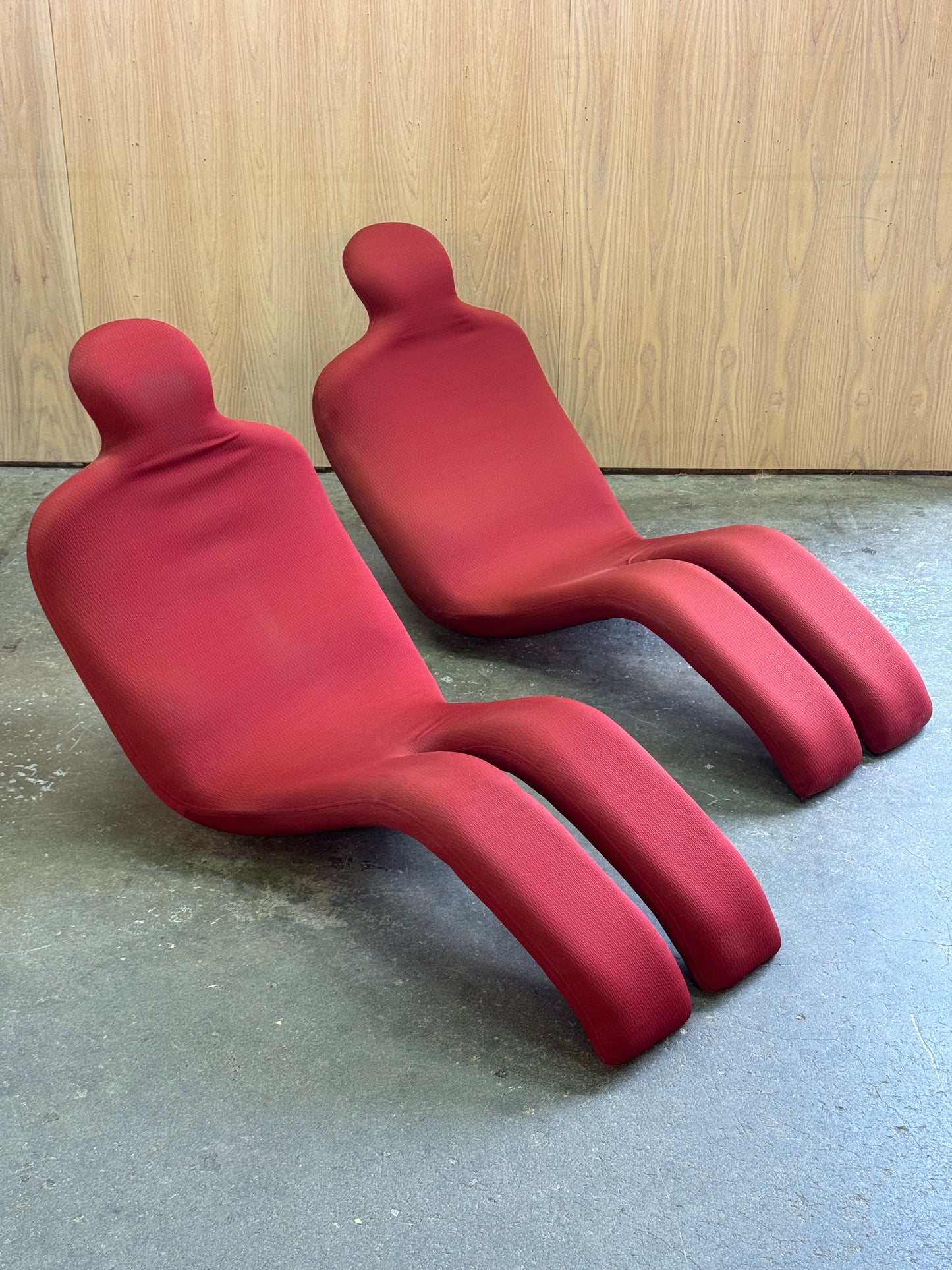 1970s Bouloum Chair by to Olivier Mourgue in red upholstery