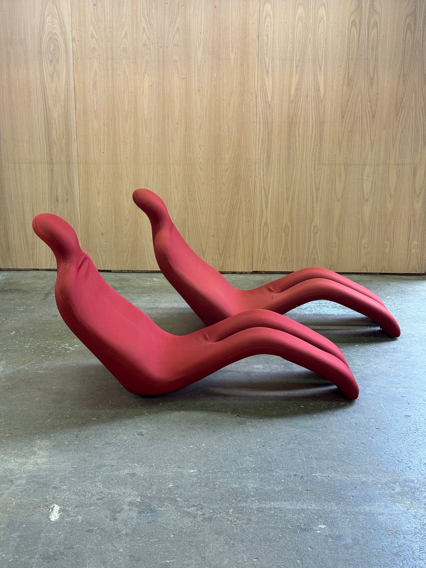 1970s Bouloum Chair by to Olivier Mourgue in red upholstery