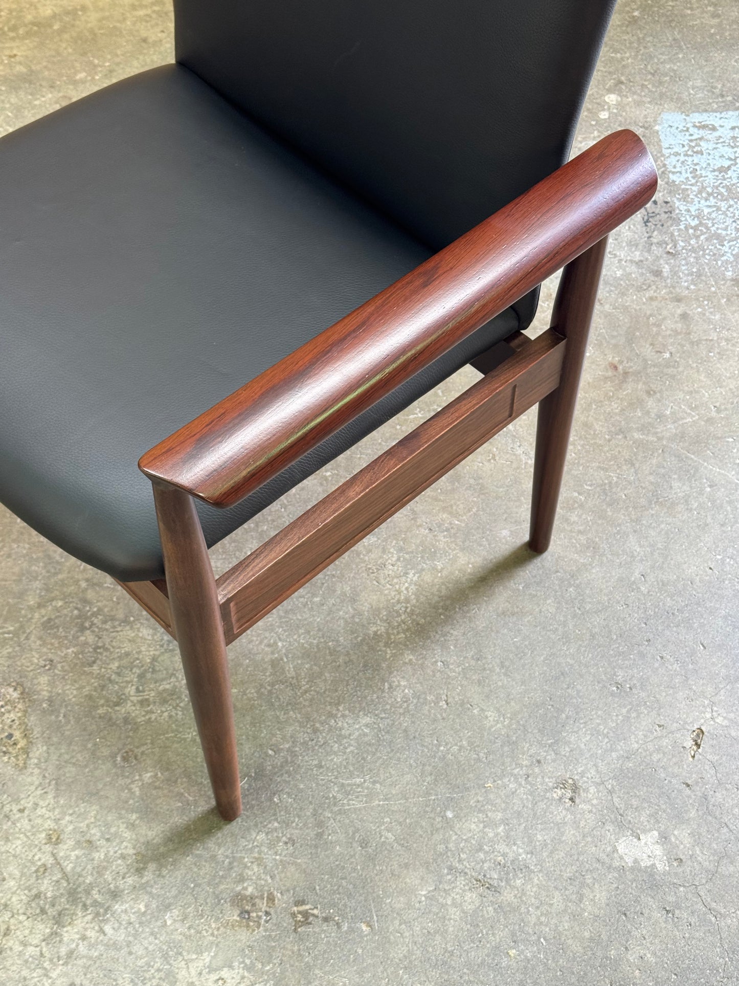 1970s Diplomat Chair by Finn Juhl for Cado in rosewood and black leather