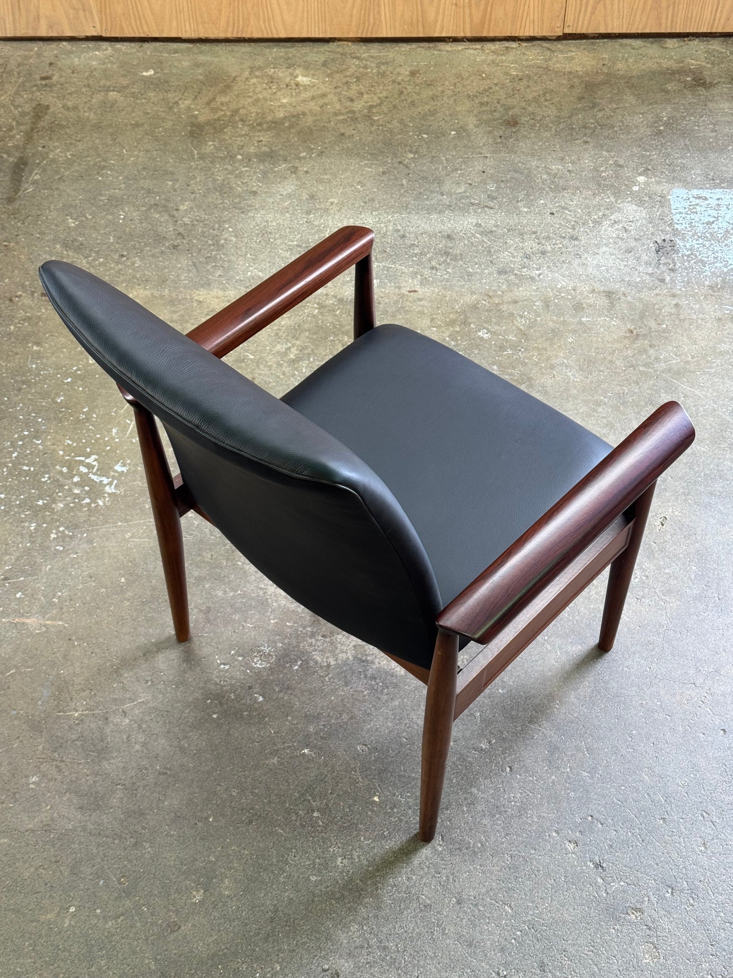 1970s Diplomat Chair by Finn Juhl for Cado in rosewood and black leather