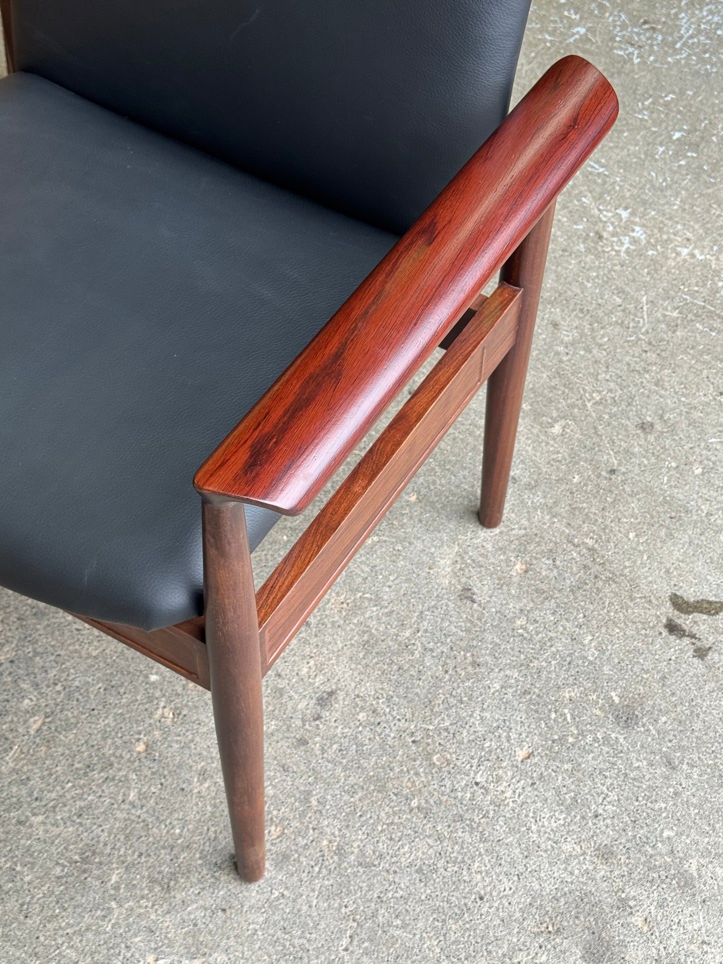 1970s Diplomat Chair by Finn Juhl for Cado in rosewood and black leather