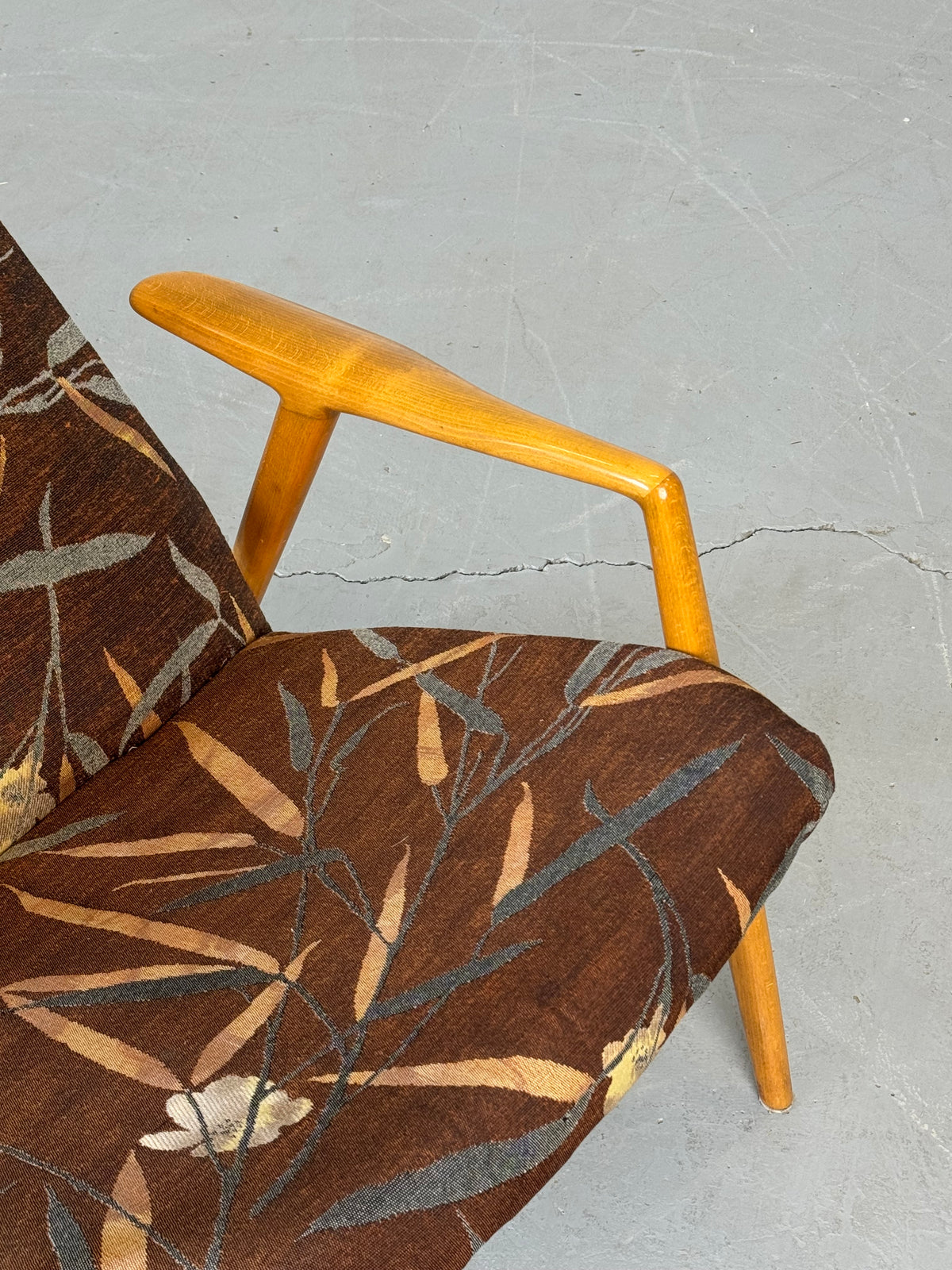 1950s Kontur Reclining Lounge Chair by Alf Svensson in Solid Beech, Sweden.
