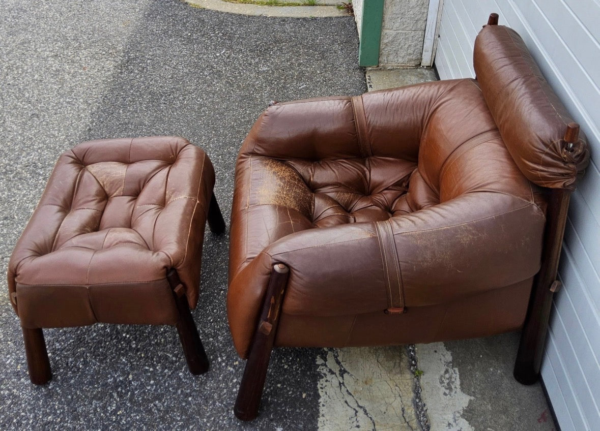 1970s MP-81 Lounge Chair and Ottoman by Percival Lafer, Completely Original.
