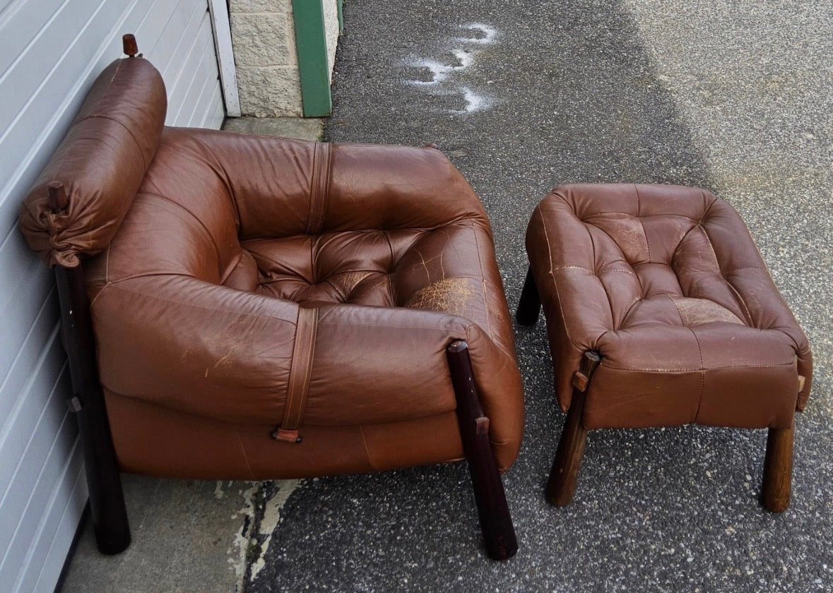 1970s MP-81 Lounge Chair and Ottoman by Percival Lafer, Completely Original.