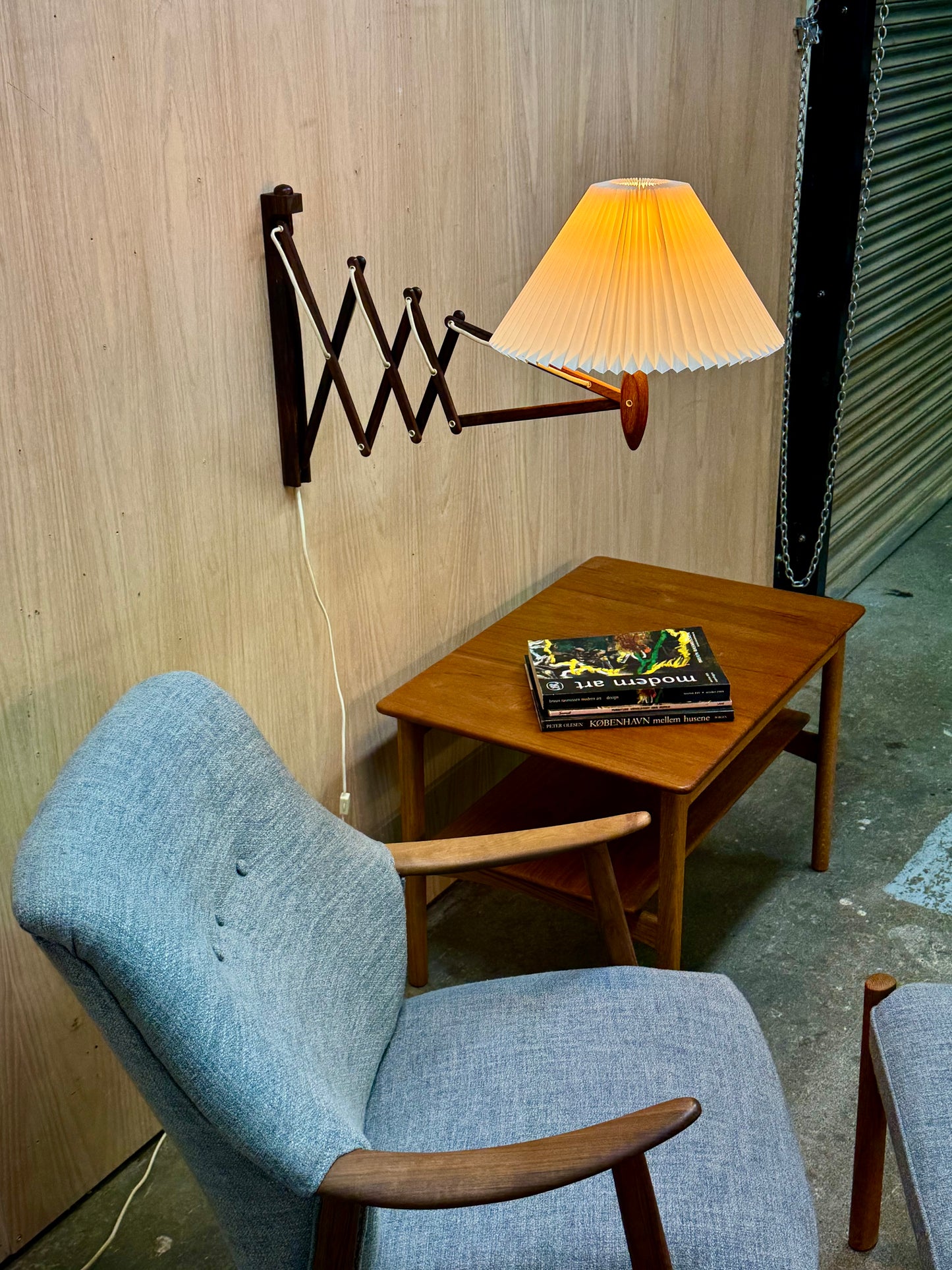 1960s Wall Lamp Model 332 334 by Le Klint in rosewood and pleated shade