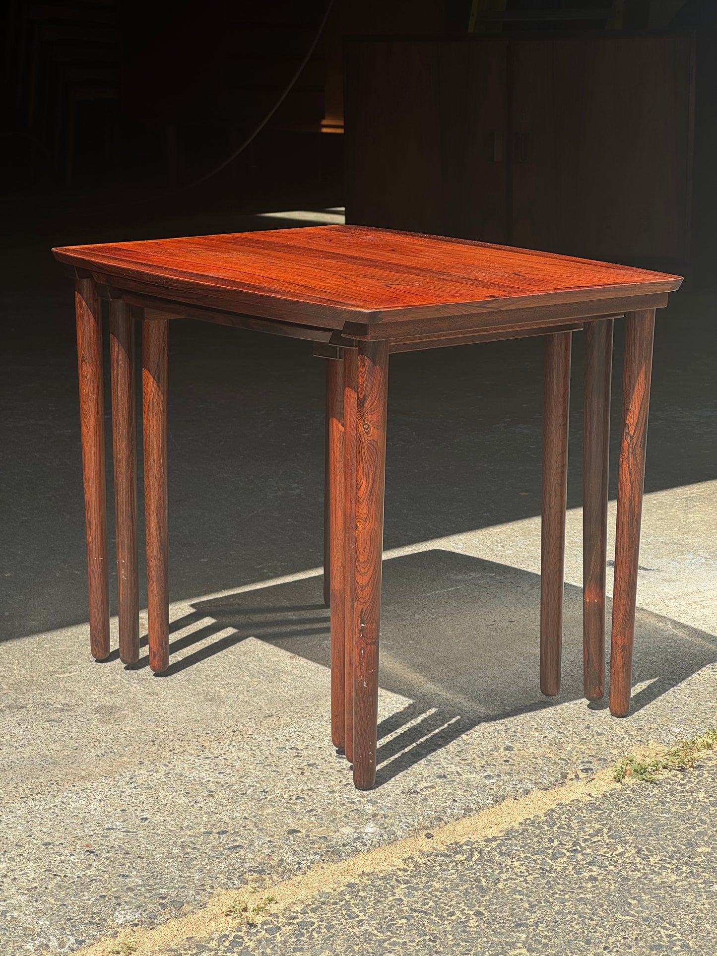 1960s Set of 3 Nesting Tables by Erling Torvits for Heltborg Møbler in rosewood