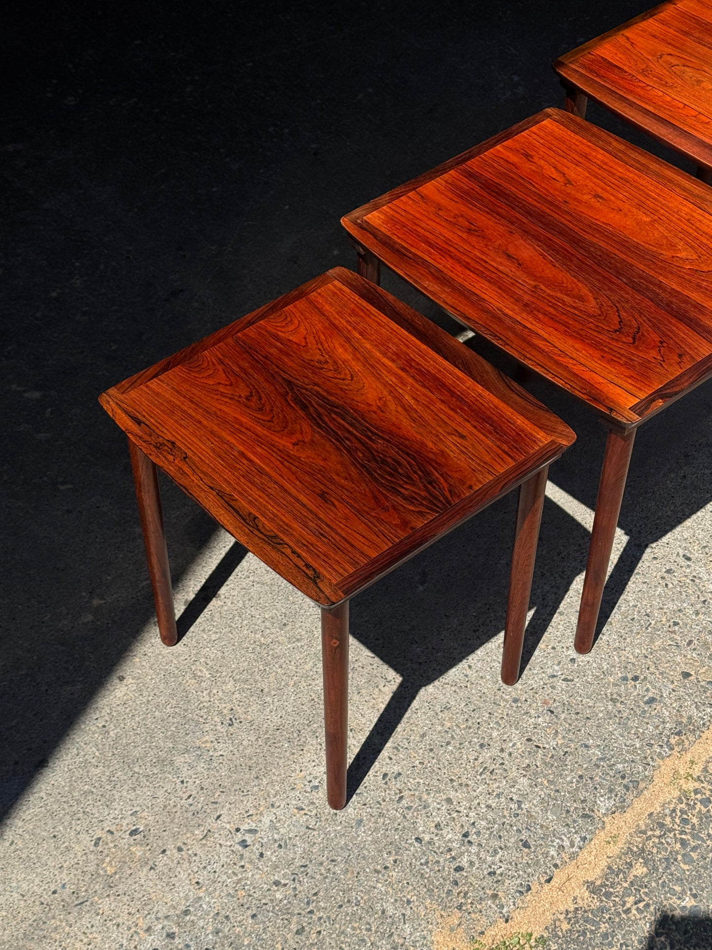 1960s Set of 3 Nesting Tables by Erling Torvits for Heltborg Møbler in rosewood