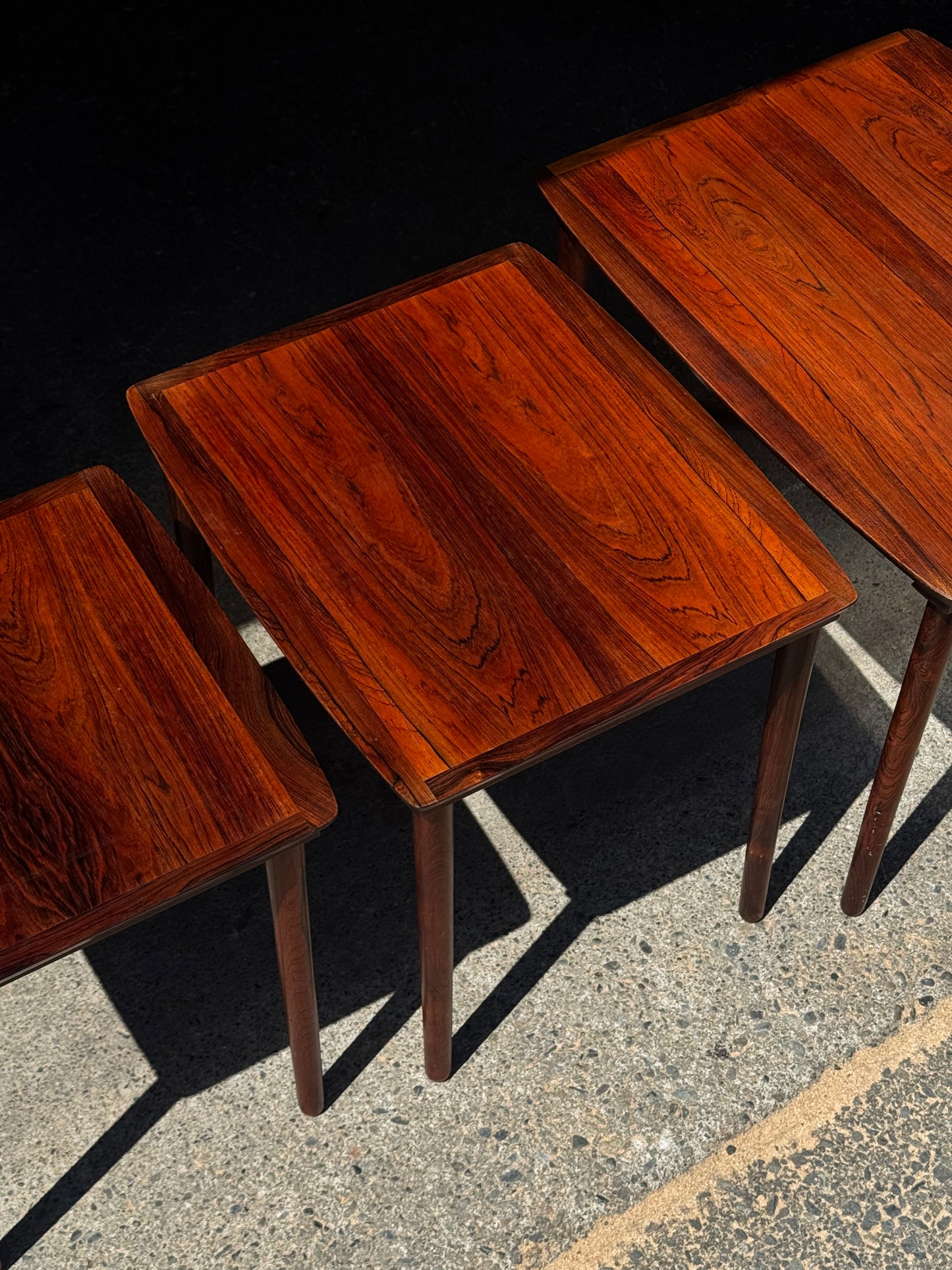 1960s Set of 3 Nesting Tables by Erling Torvits for Heltborg Møbler in rosewood