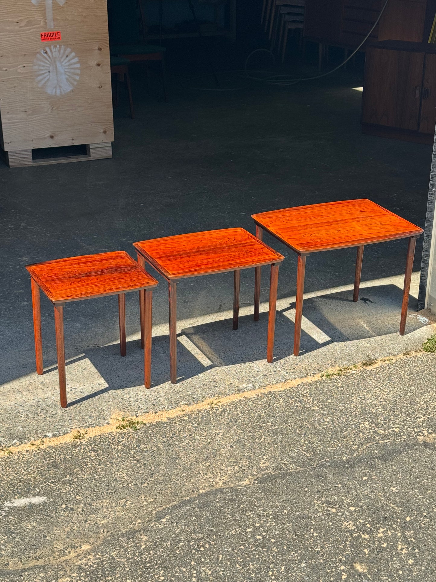 1960s Set of 3 Nesting Tables by Erling Torvits for Heltborg Møbler in rosewood