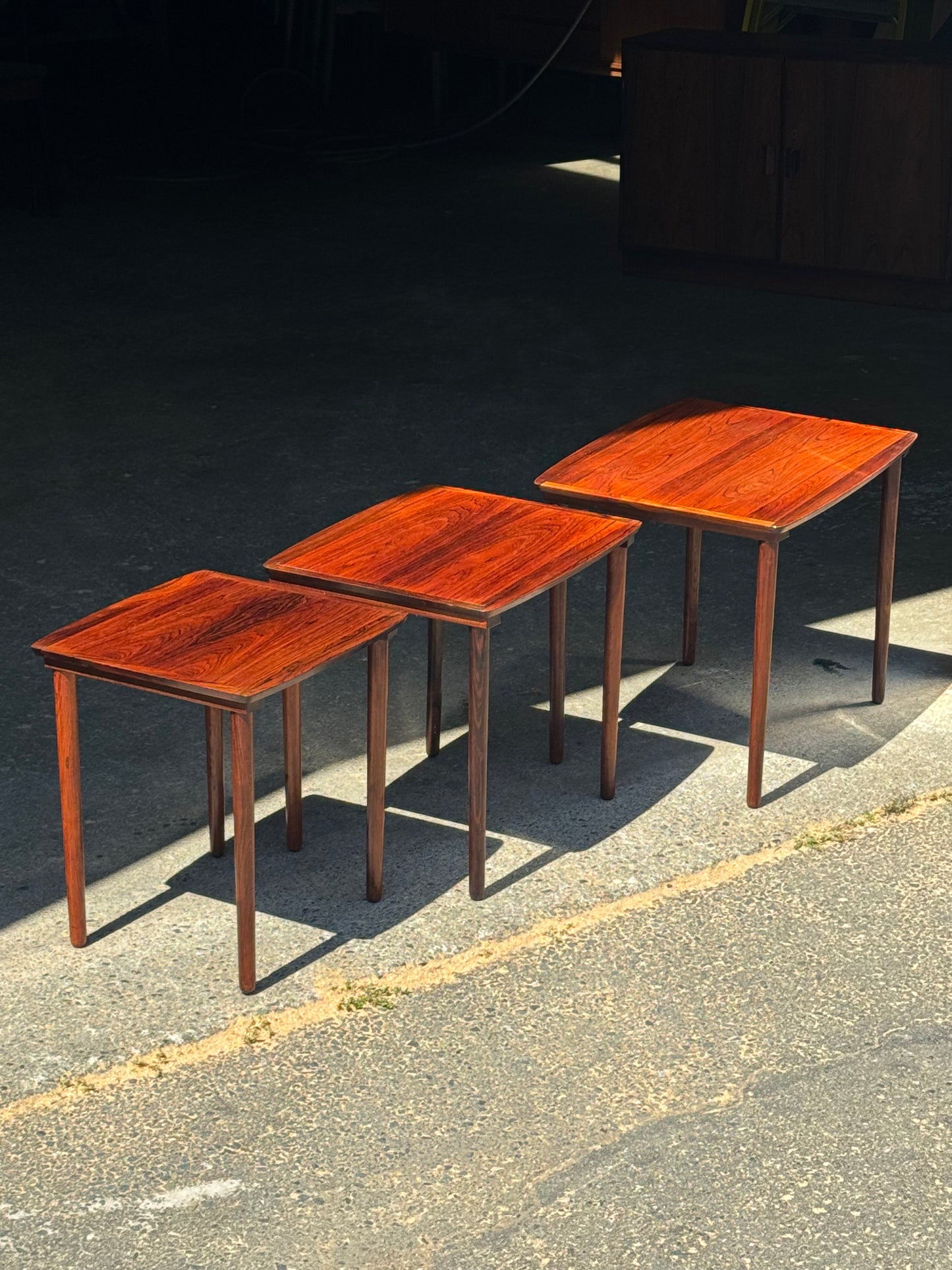 1960s Set of 3 Nesting Tables by Erling Torvits for Heltborg Møbler in rosewood