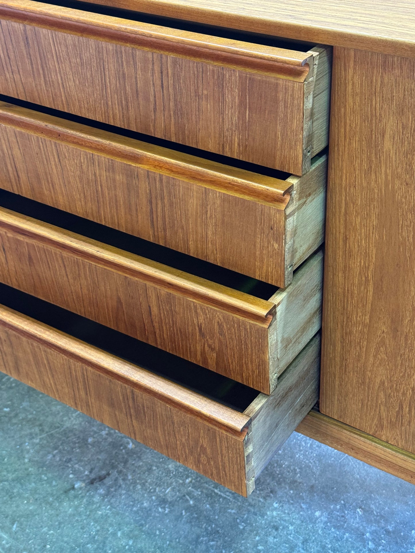 1960s Credenza by Dyrlund in teak with sliding doors and four drawers