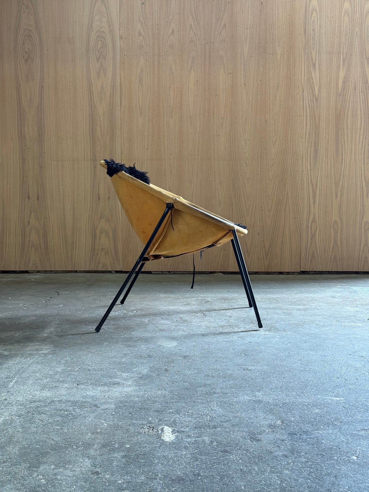 1960s Balloon Chair Pair by Hans Olsen for Lea Design in steel and mustard leather