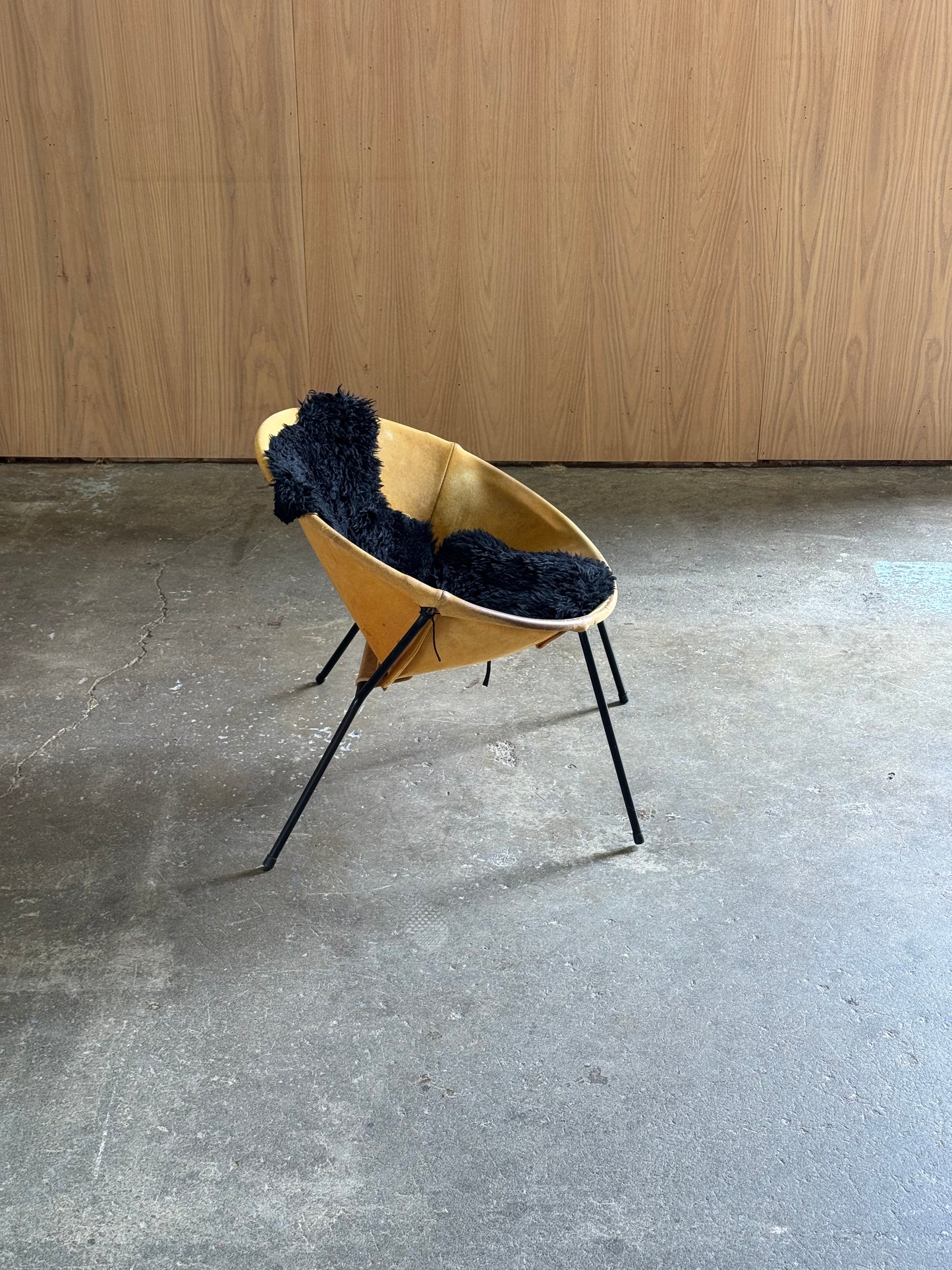 1960s Balloon Chair Pair by Hans Olsen for Lea Design in steel and mustard leather