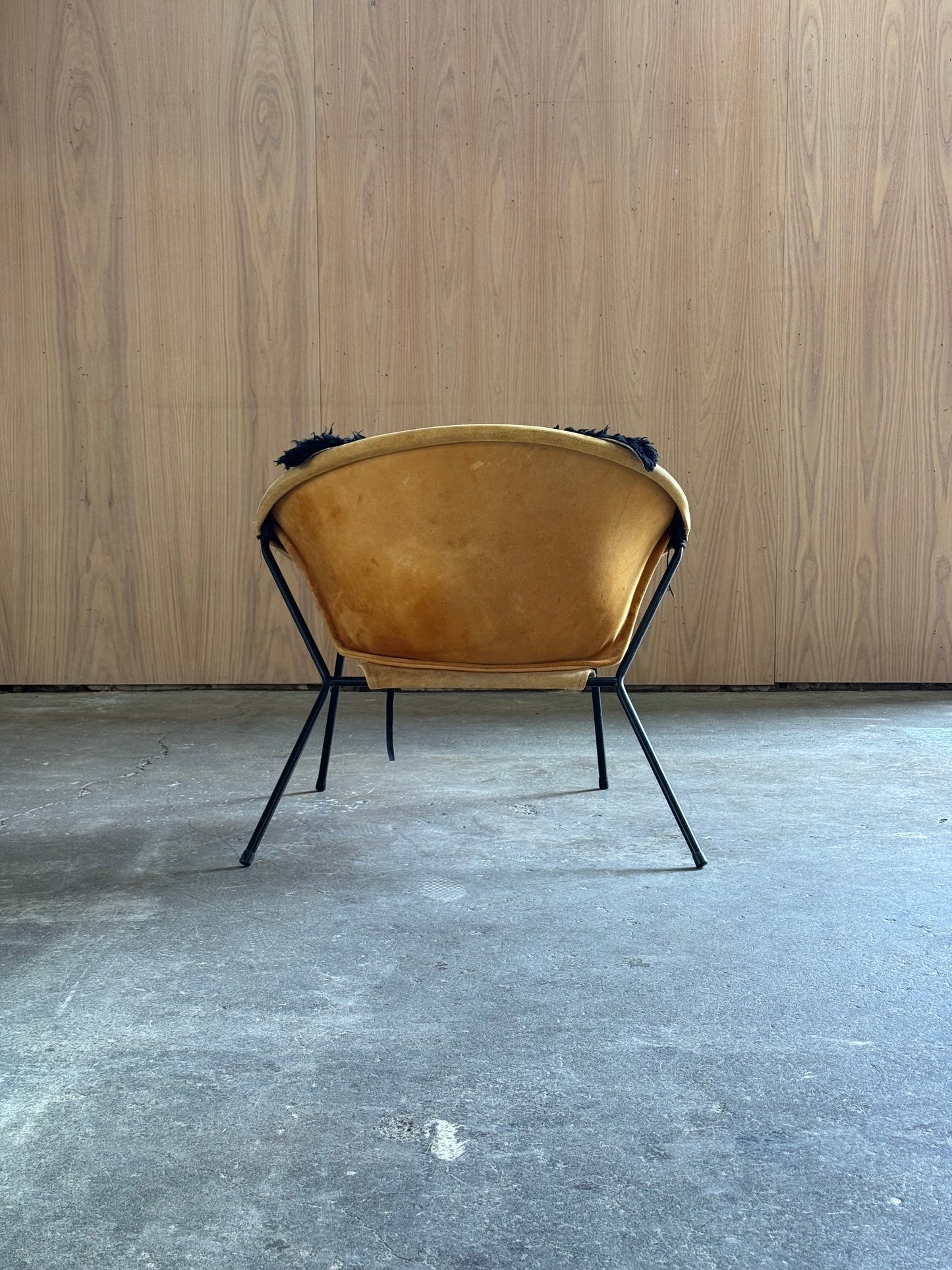 1960s Balloon Chair Pair by Hans Olsen for Lea Design in steel and mustard leather