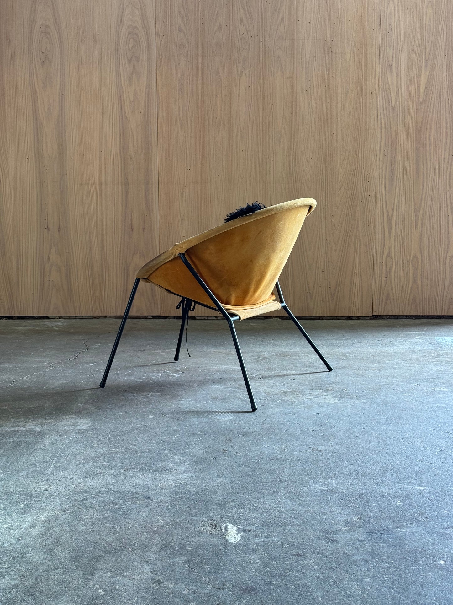 1960s Balloon Chair Pair by Hans Olsen for Lea Design in steel and mustard leather