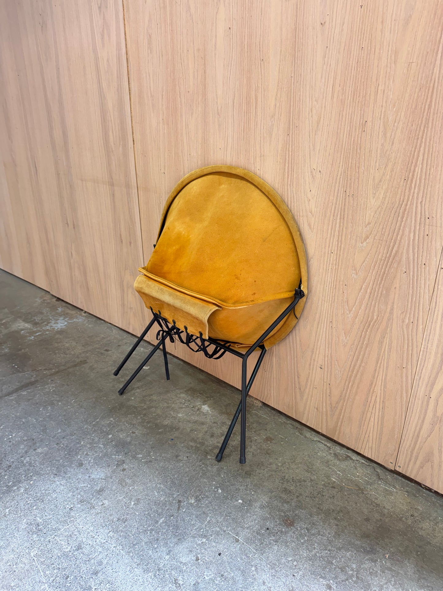 1960s Balloon Chair Pair by Hans Olsen for Lea Design in steel and mustard leather