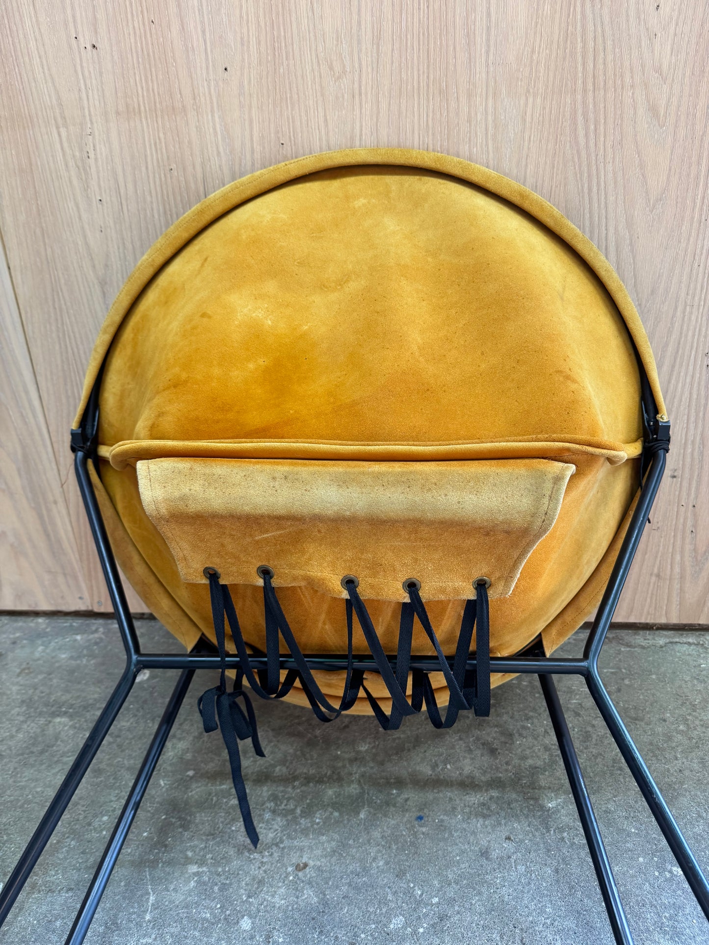 1960s Balloon Chair Pair by Hans Olsen for Lea Design in steel and mustard leather