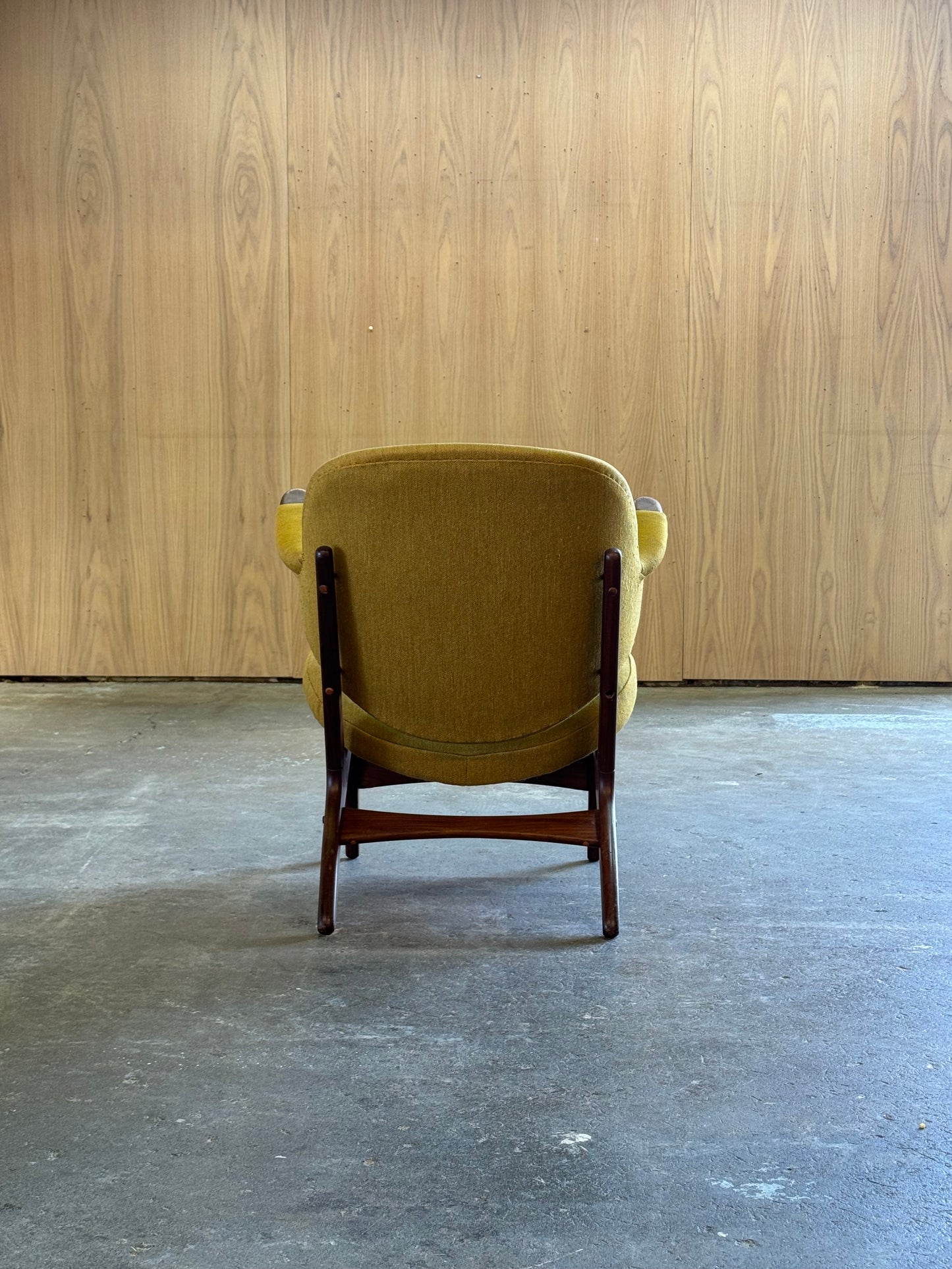 1950s Model 33A Easy Chair by Carl Edward Matthes in teak and striped fabric