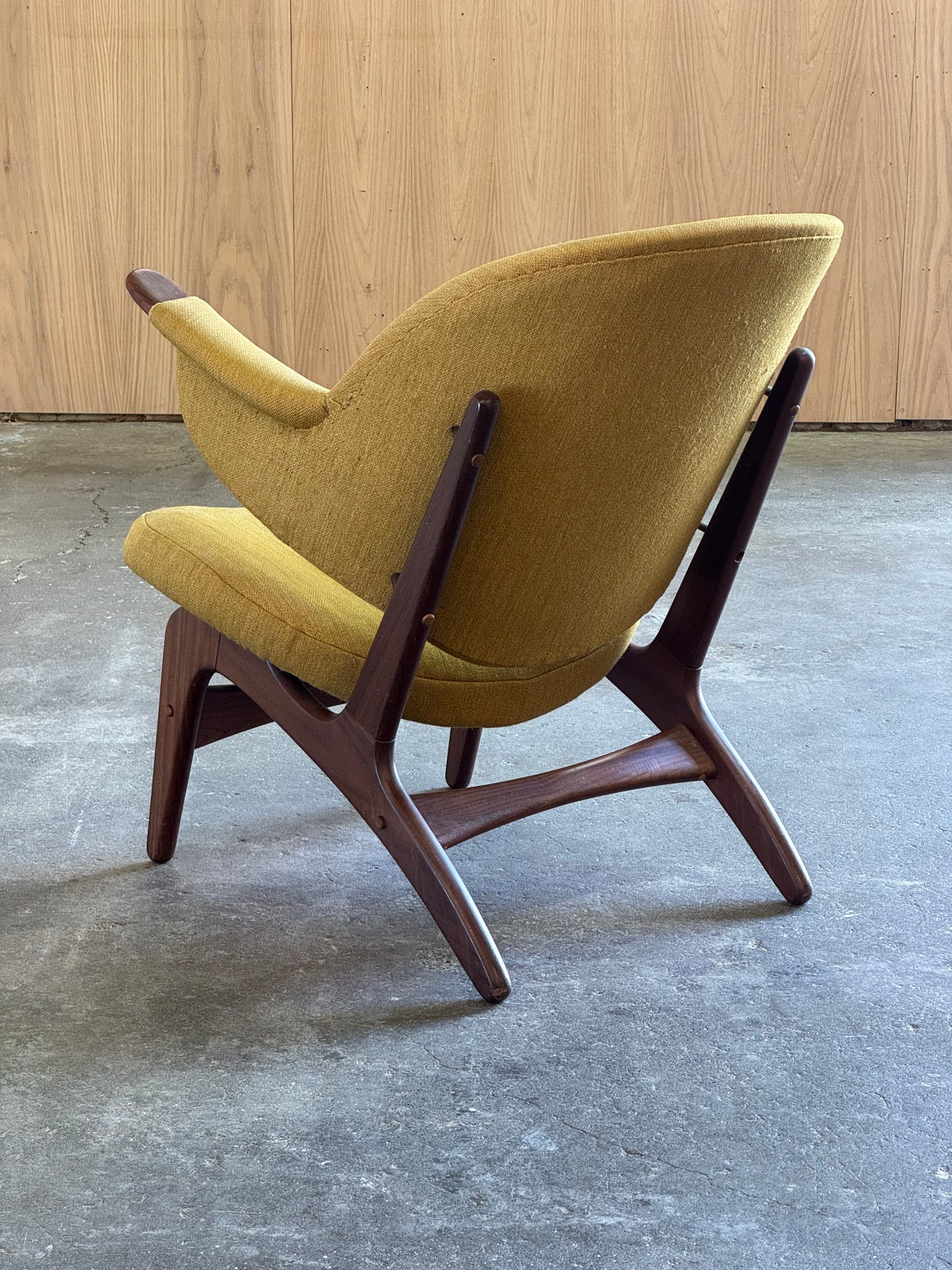 1950s Model 33A Easy Chair by Carl Edward Matthes in teak and striped fabric