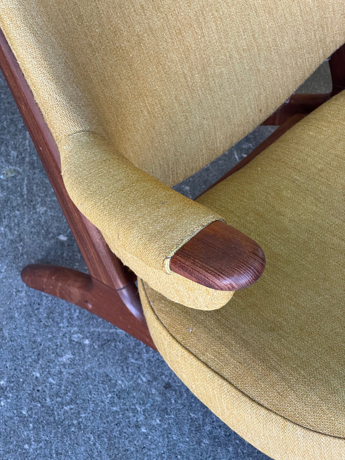 1950s Model 33A Easy Chair by Carl Edward Matthes in teak and striped fabric