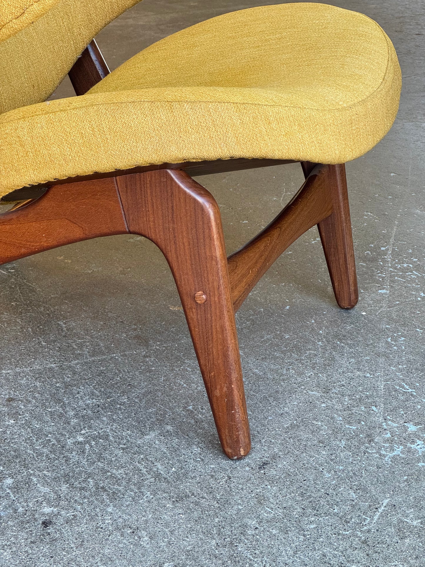 1950s Model 33A Easy Chair by Carl Edward Matthes in teak and striped fabric