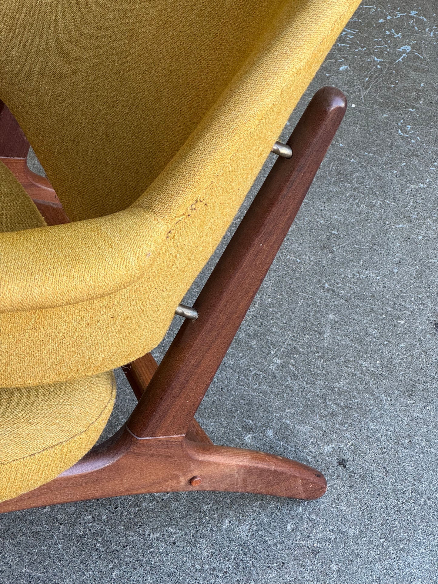 1950s Model 33A Easy Chair by Carl Edward Matthes in teak and striped fabric