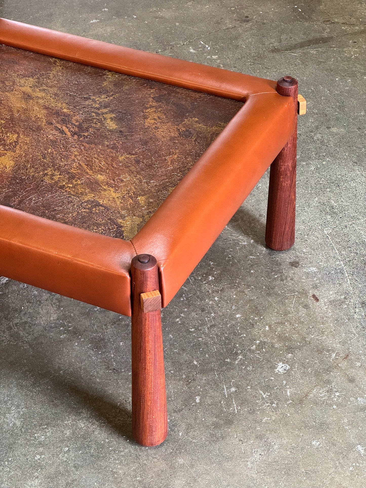 1970s MP81 Side Tables Pair by Percival Lafer in jatoba, formica, and leather