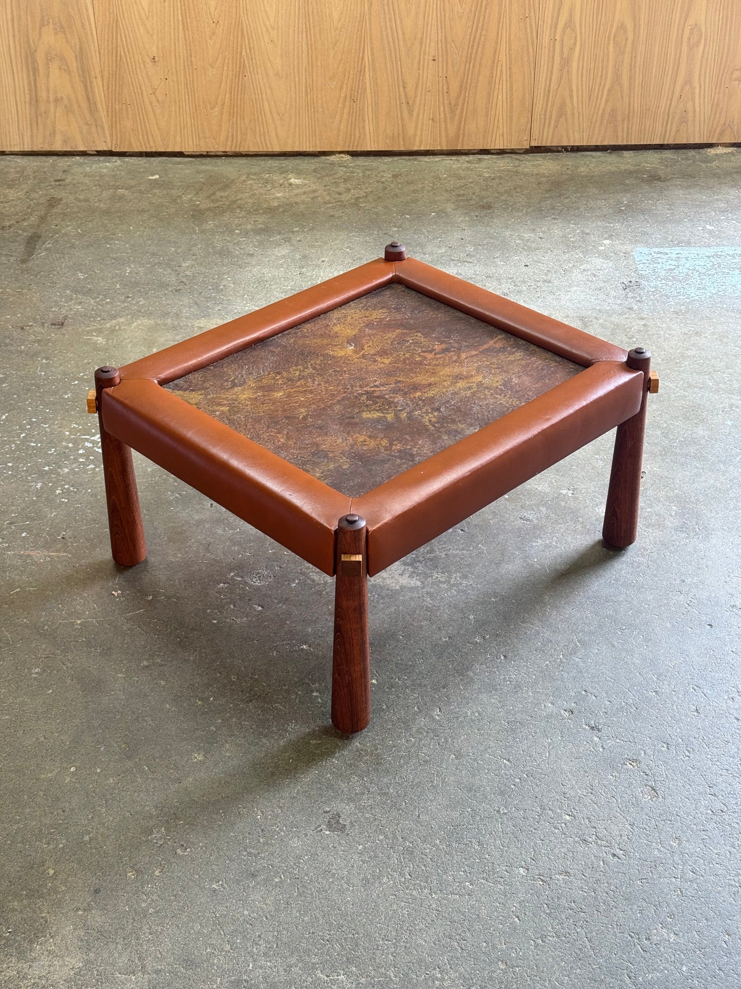1970s MP81 Side Tables Pair by Percival Lafer in jatoba, formica, and leather