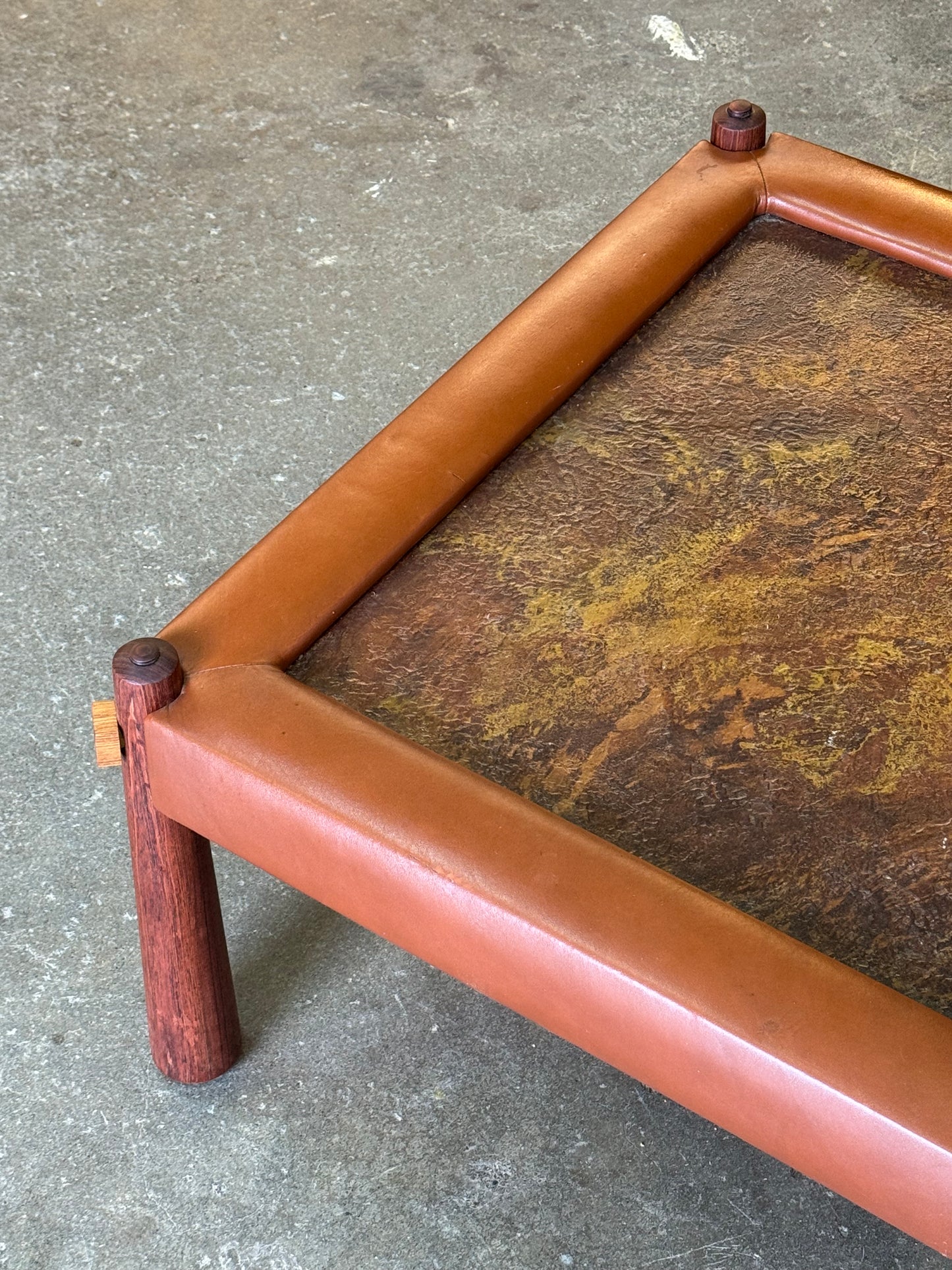 1970s MP81 Side Tables Pair by Percival Lafer in jatoba, formica, and leather