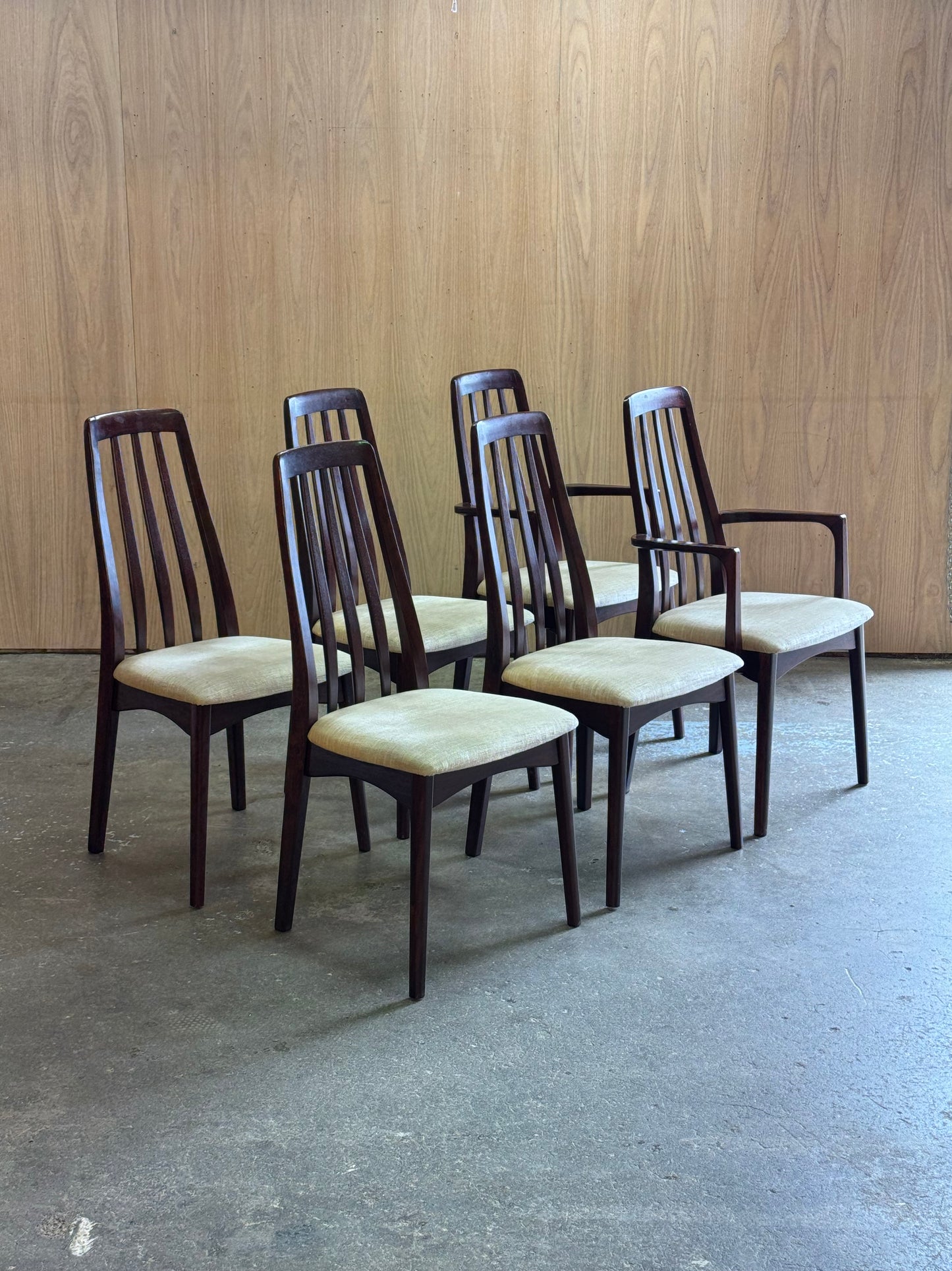 1960s Dining Chairs Set by Benny Linden in rosewood and original fabric