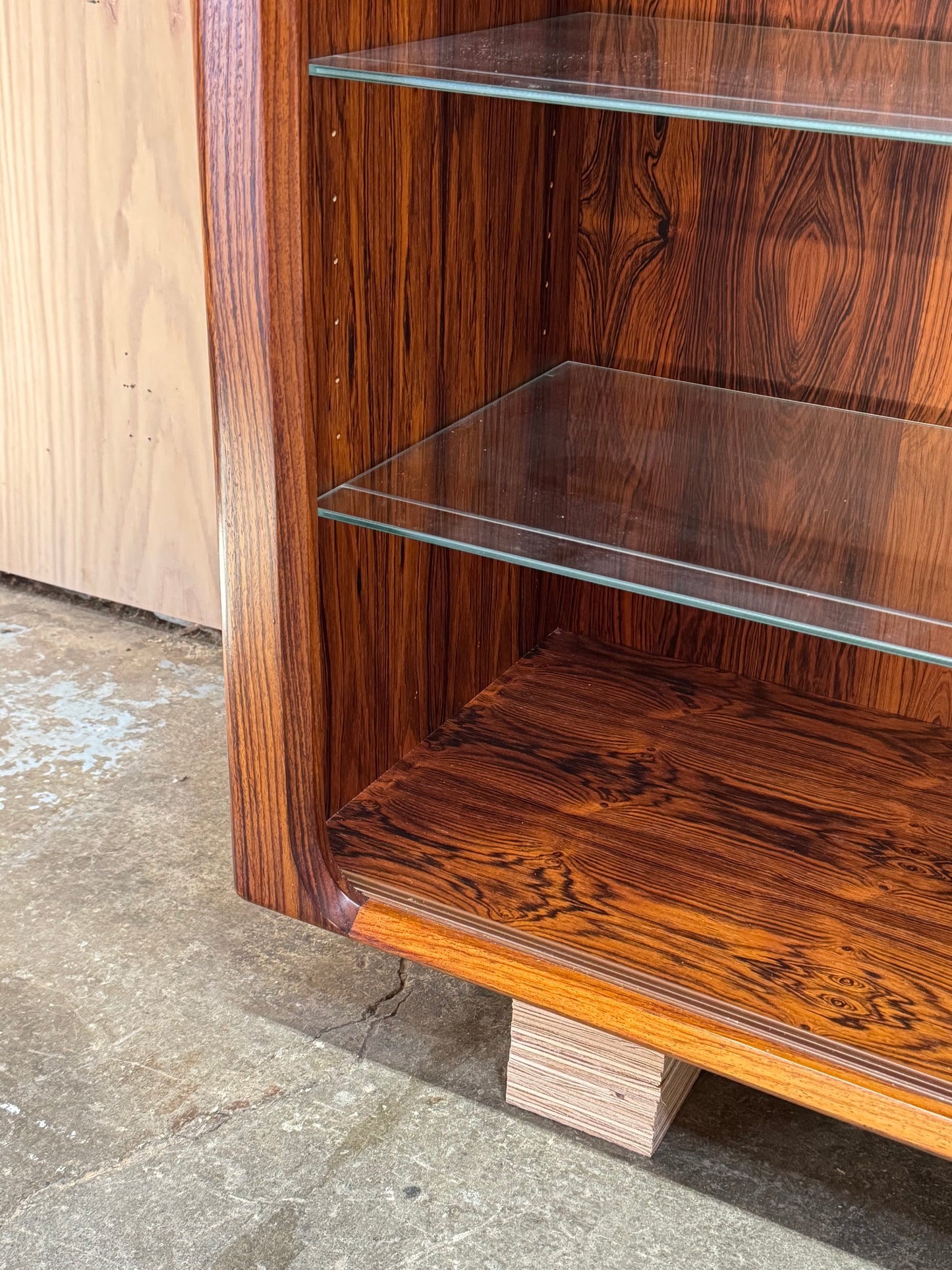 1960s Rosewood Display Cabinet by Bernhard Pedersen with Sliding Glass Doors