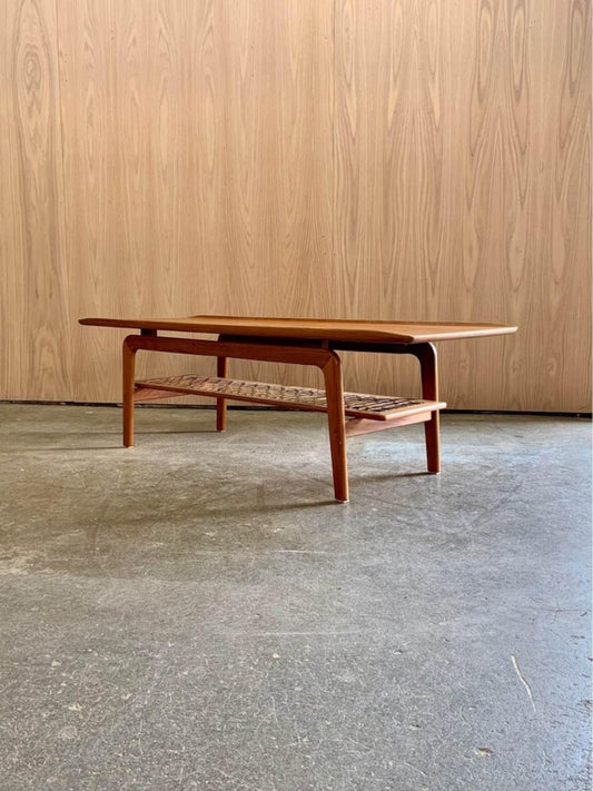 1960s Teak and Cane Coffee Table