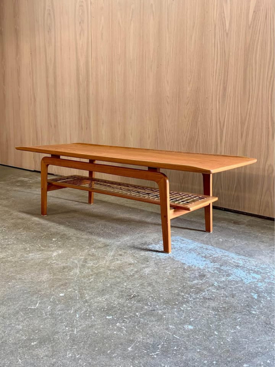 1960s Teak and Cane Coffee Table