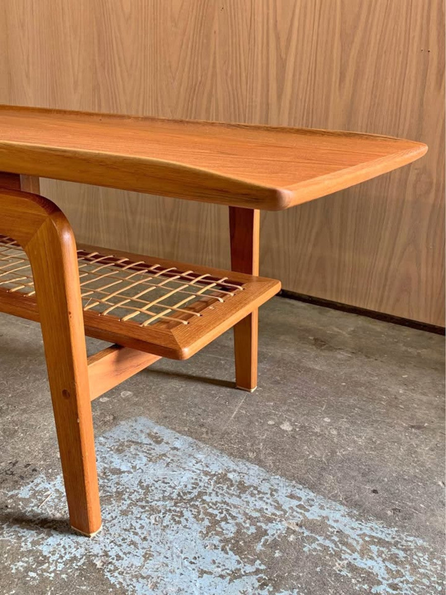 1960s Teak and Cane Coffee Table