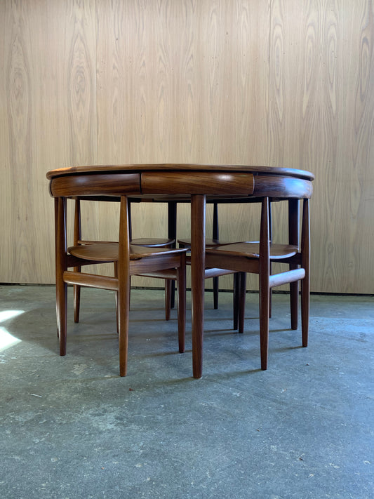 Rare 1960s Danish Teak “Roundette” Dining Set by Hans Olsen for Frem Rojle