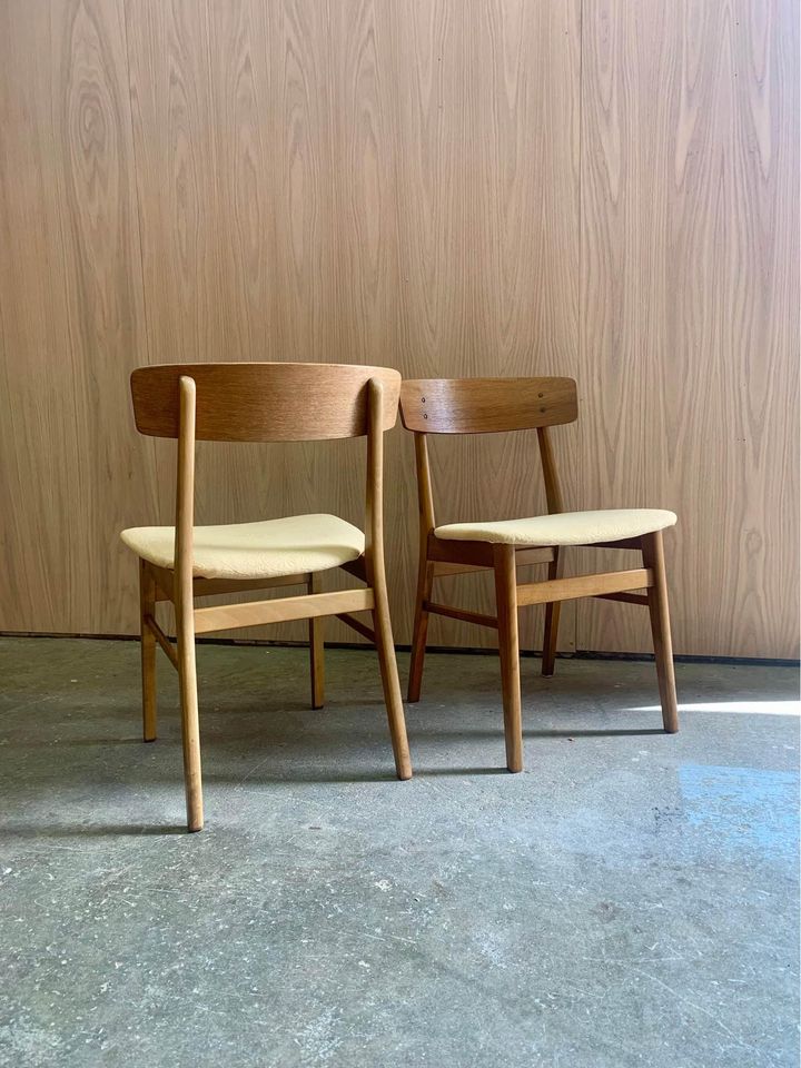 Set of Four 1970s Danish Teak and Beech Dining Chairs