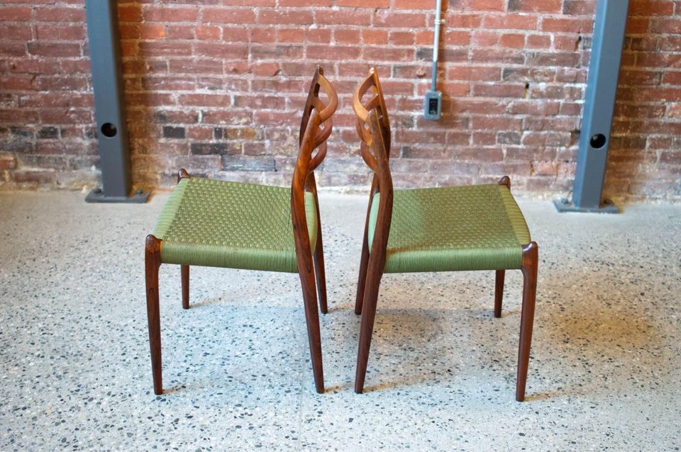 Set of Six 1960s Brazilian Rosewood Model 78 Chairs by Niels Møller