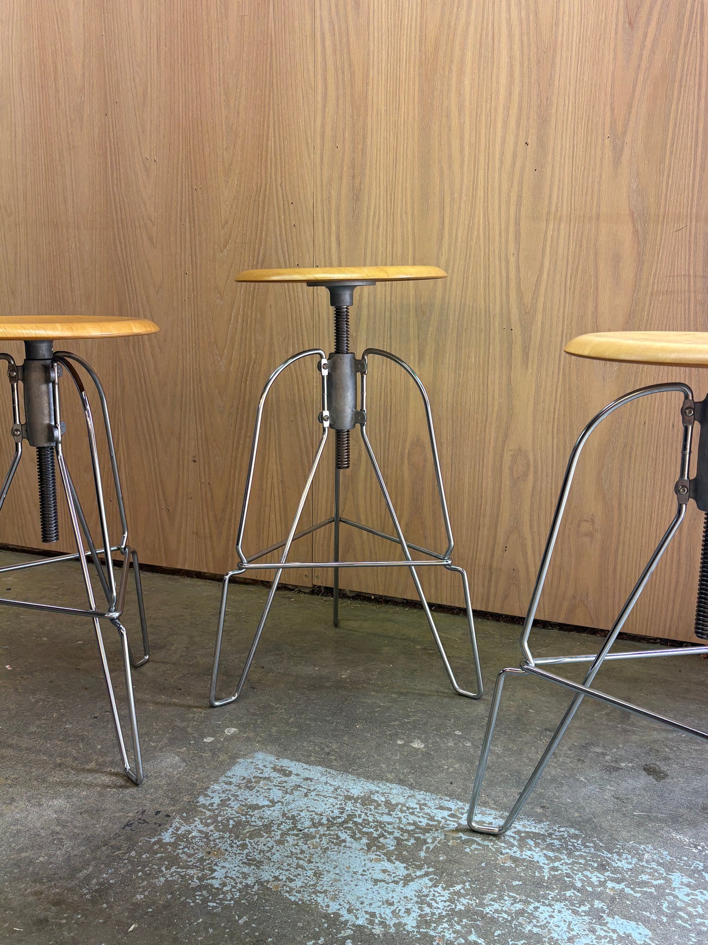 Set of 3 Adjustable Barstools by Jeff Covey – Industrial Modern Elegance