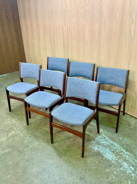 Set of Six 1960s Danish African Teak Dining Chairs