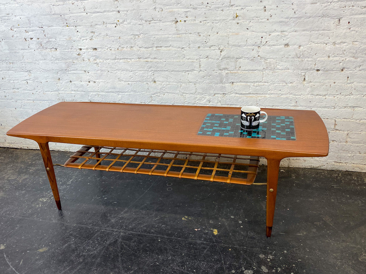 1950s Teak and Mosaic Coffee Table