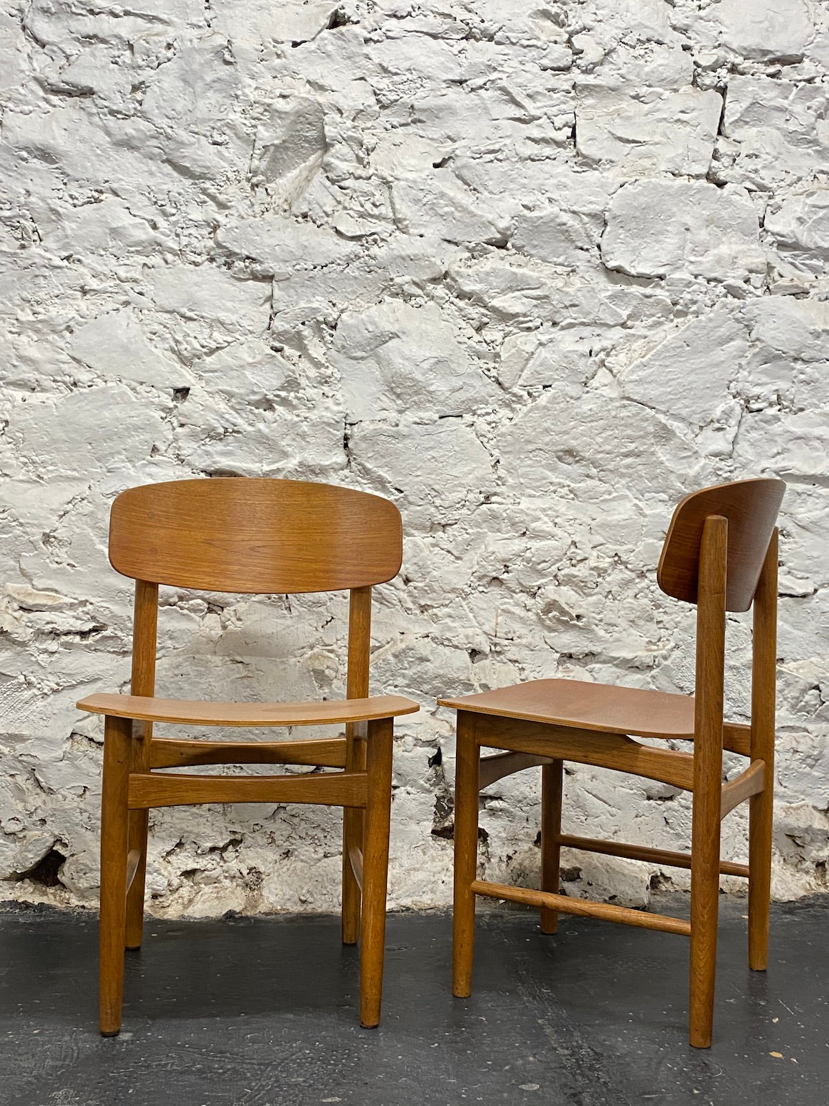 Pair of Børge Mogensen Teak and Oak Dining Chairs