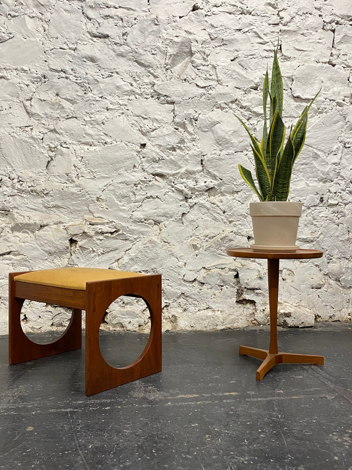 Walnut and Leather Stool