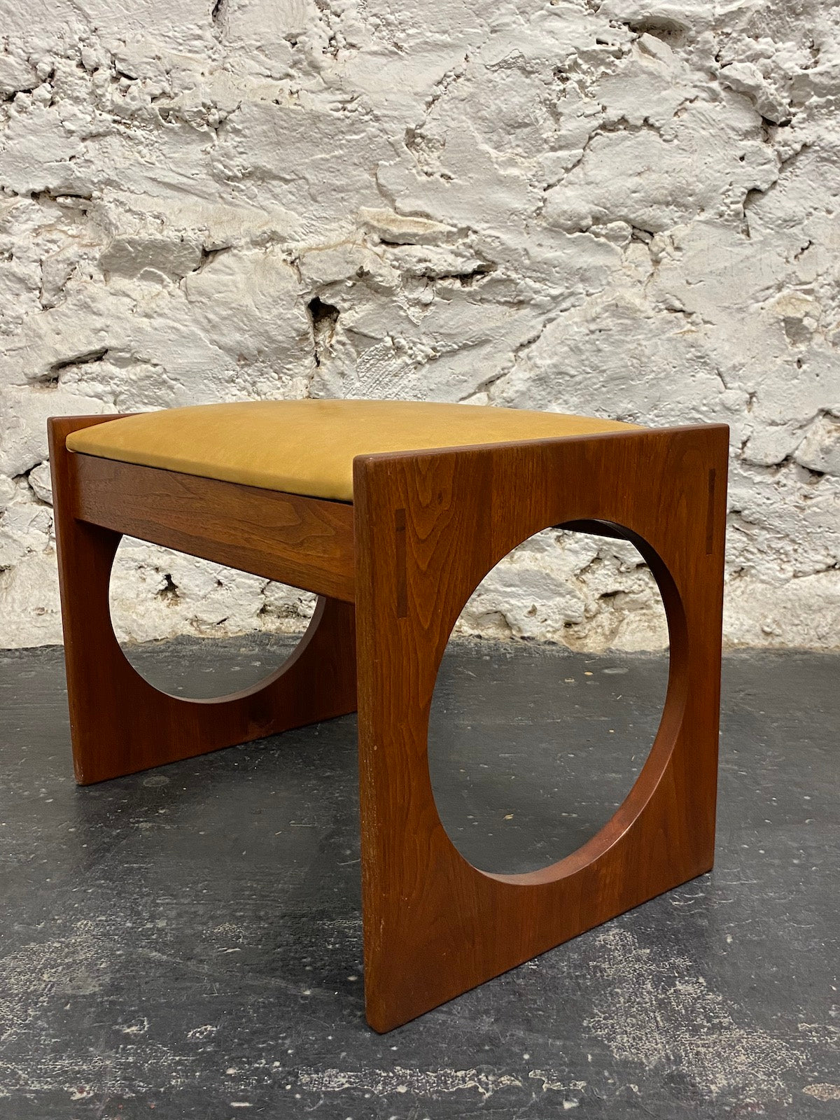 Walnut and Leather Stool