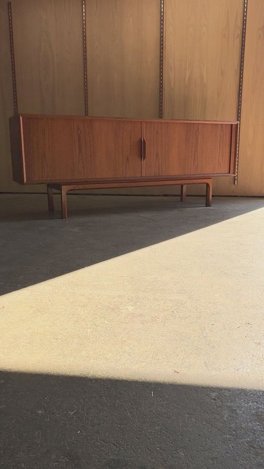 1960s Danish Teak Tambour Credenza by Kofod Larsen for Faarup Møbelfabrik