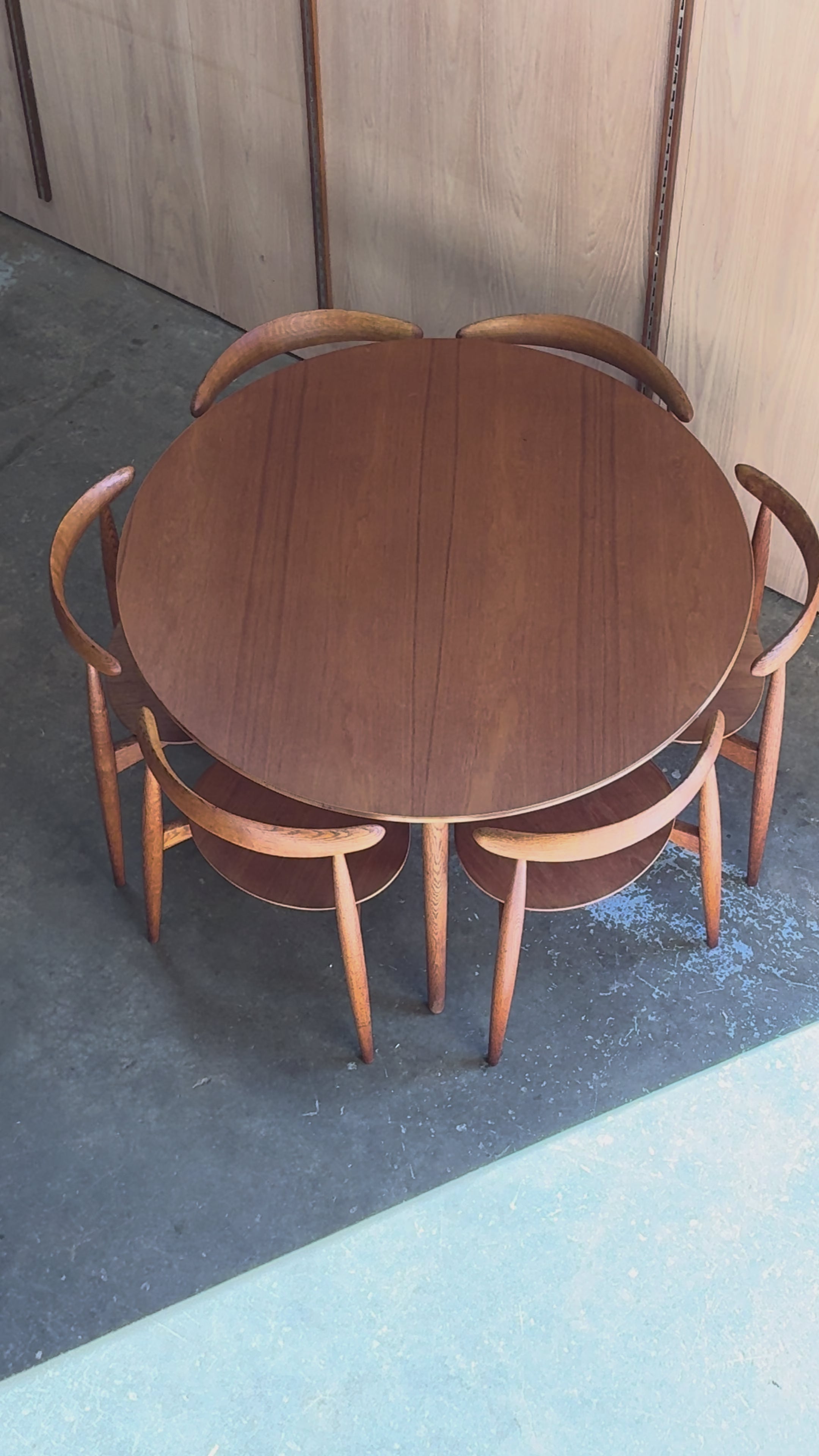 1950s Teak and Oak “Heart” Dining Table & Chairs by Hans J. Wegner